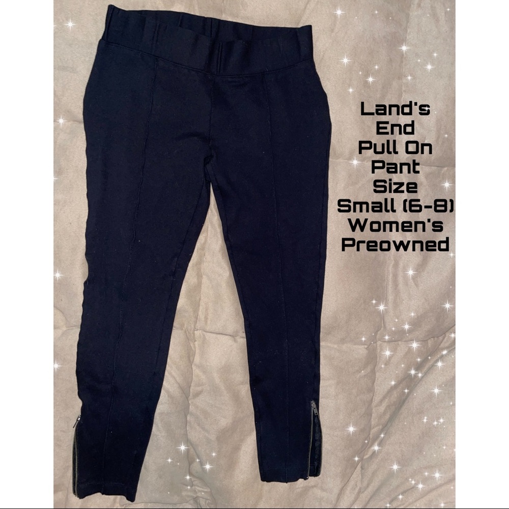 Land’s End Elastic Waist Pull On Pant Size Small 6-8 Women’s Black